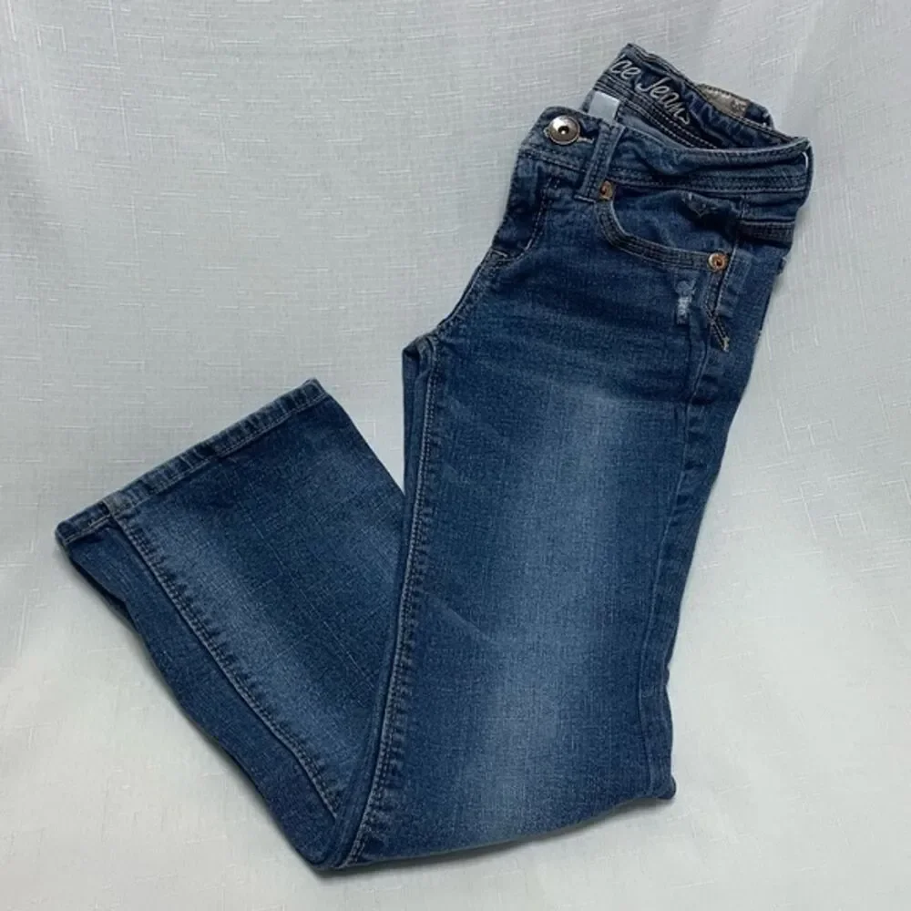Justice Bootcut Jeans Girls 10R Denim Distressed Faded Blue Denim Medium Wash